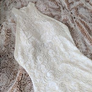 Beaded Cream Evening Gown